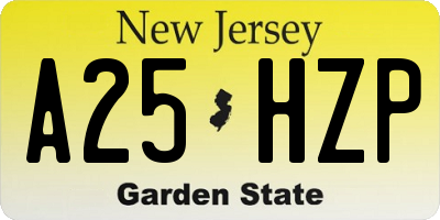 NJ license plate A25HZP