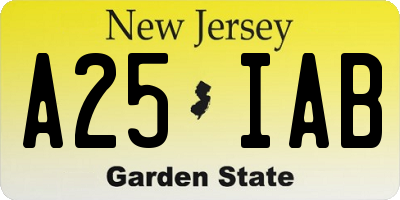 NJ license plate A25IAB