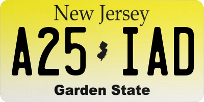 NJ license plate A25IAD