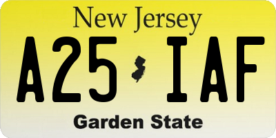 NJ license plate A25IAF