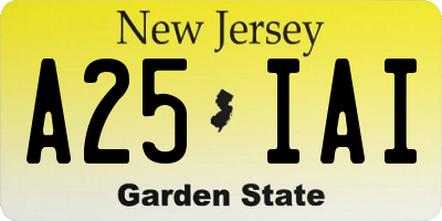 NJ license plate A25IAI