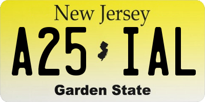 NJ license plate A25IAL