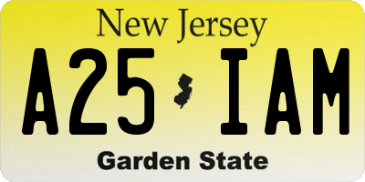 NJ license plate A25IAM