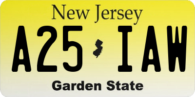 NJ license plate A25IAW