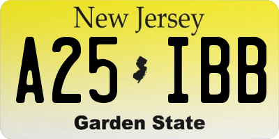 NJ license plate A25IBB