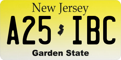 NJ license plate A25IBC