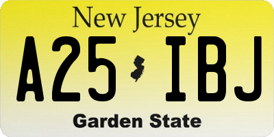NJ license plate A25IBJ