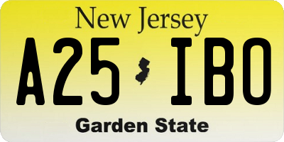 NJ license plate A25IBO