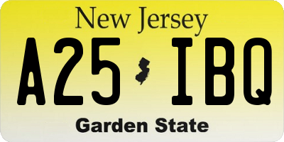 NJ license plate A25IBQ