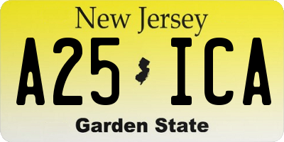 NJ license plate A25ICA