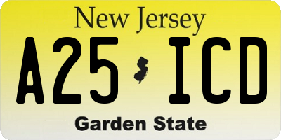 NJ license plate A25ICD