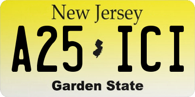 NJ license plate A25ICI