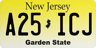 NJ license plate A25ICJ