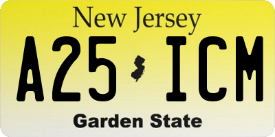 NJ license plate A25ICM