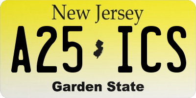 NJ license plate A25ICS