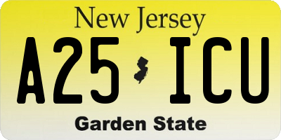 NJ license plate A25ICU
