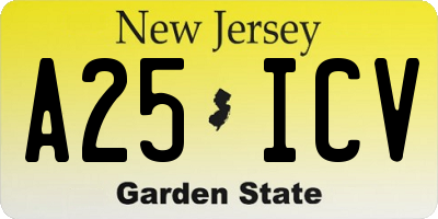 NJ license plate A25ICV