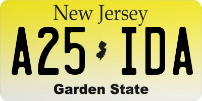 NJ license plate A25IDA