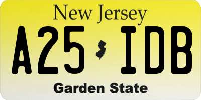 NJ license plate A25IDB