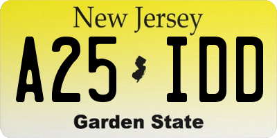 NJ license plate A25IDD