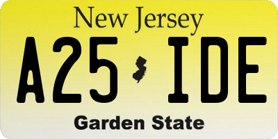 NJ license plate A25IDE