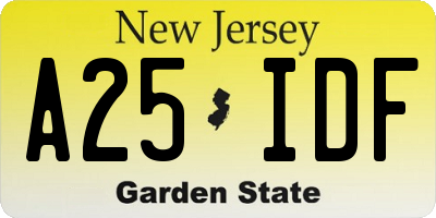 NJ license plate A25IDF