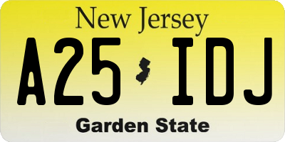 NJ license plate A25IDJ