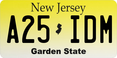 NJ license plate A25IDM