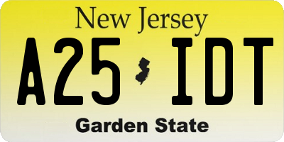 NJ license plate A25IDT