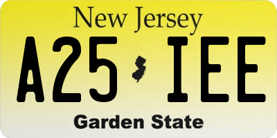 NJ license plate A25IEE