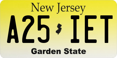 NJ license plate A25IET