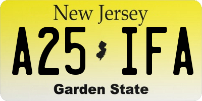 NJ license plate A25IFA
