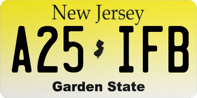 NJ license plate A25IFB