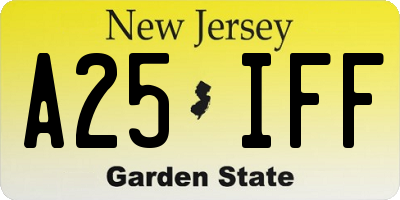 NJ license plate A25IFF