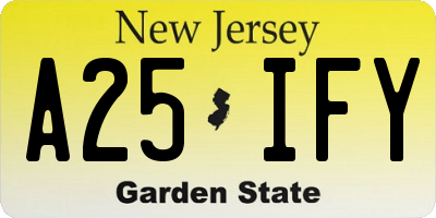 NJ license plate A25IFY