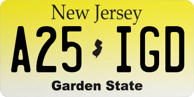 NJ license plate A25IGD