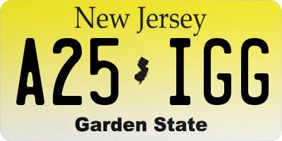 NJ license plate A25IGG