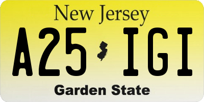 NJ license plate A25IGI