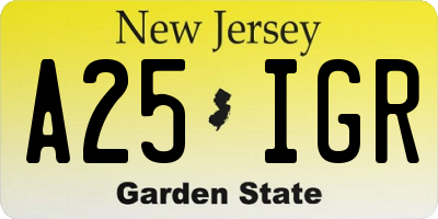 NJ license plate A25IGR