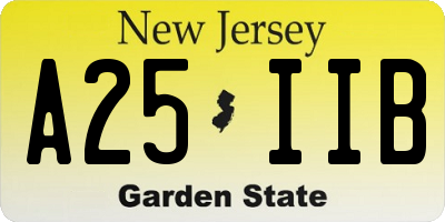 NJ license plate A25IIB