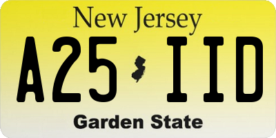 NJ license plate A25IID
