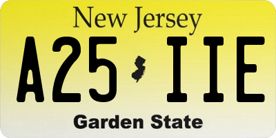 NJ license plate A25IIE