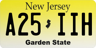 NJ license plate A25IIH