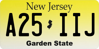NJ license plate A25IIJ