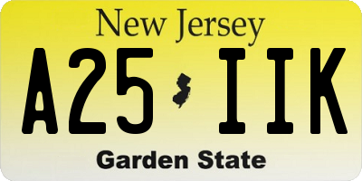 NJ license plate A25IIK