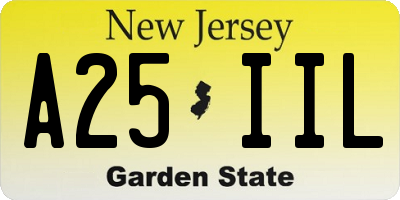 NJ license plate A25IIL