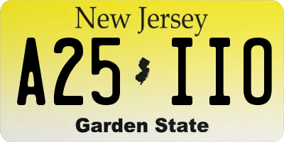 NJ license plate A25IIO