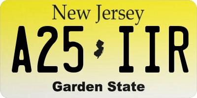NJ license plate A25IIR