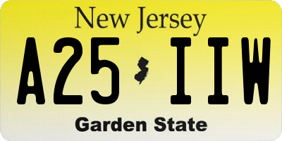 NJ license plate A25IIW