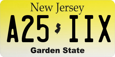 NJ license plate A25IIX